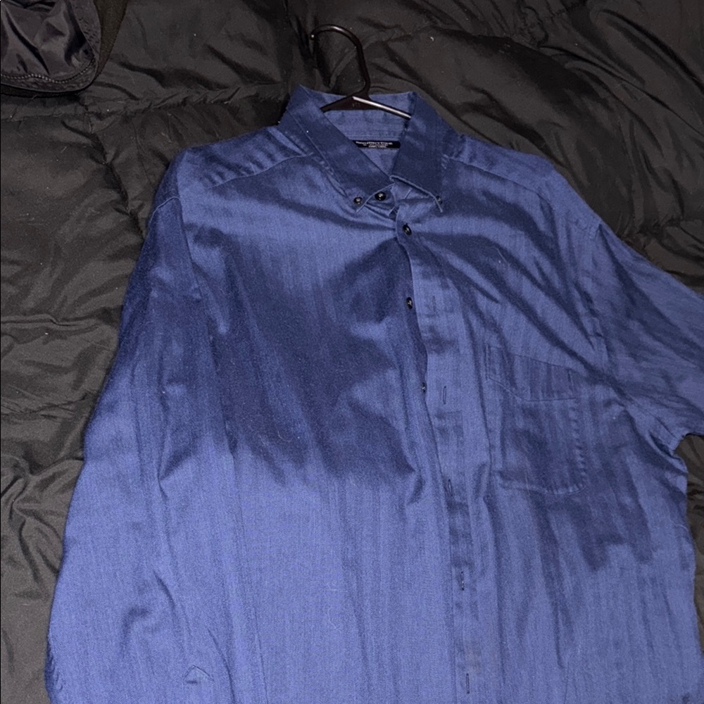 Blue Casual Button Down Shirt with Long Sleeves